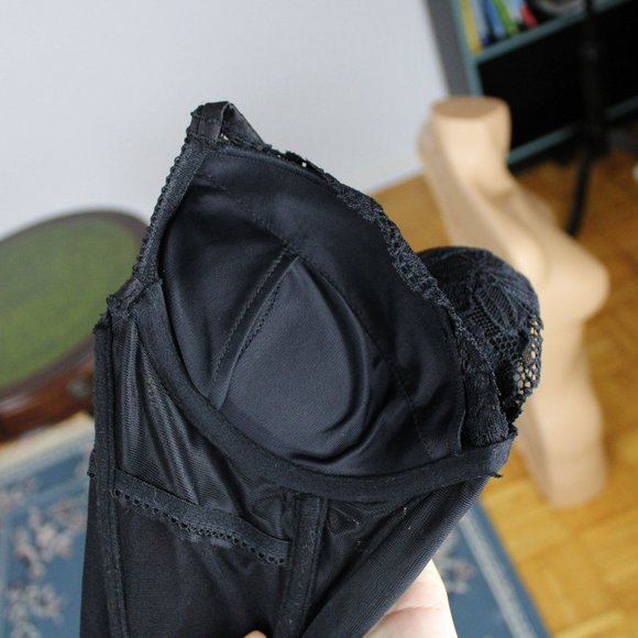 La Senza Bustier Black Padded Small Boned Padded Push-Up Underwire Bra B47 - Picture 13 of 14